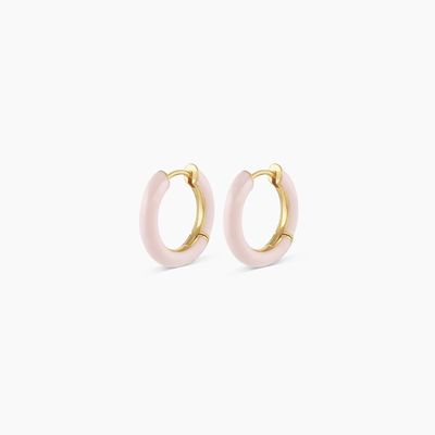 Özel Logo Chunky 18K Altın Kaplama Halka Turkuaz Enamel Rengi 925 Sterling Gümüş Huggies Küpeler