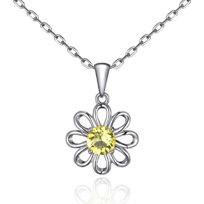 925 Sterling Gümüş Güneşböceği Kolyeli Zincirli Mücevher Tasarımı Sarı Kübik Zirkon