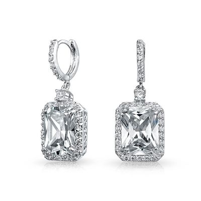 925 Sterling Gümüş Malzeme Tipi En İyi Satışlar Beyaz Altın Kaplama Dangle Gelin Küpesi