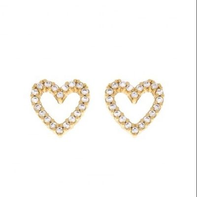Brass/Copper/925 Sterling Silver Heart Stud küpeleri ile Tam Pave CZ Kalp 8mm