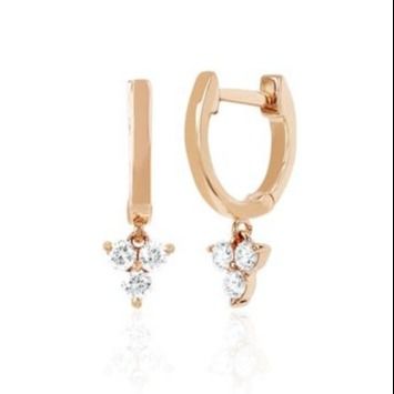 14K Gold Blossom Mini Huggie Diamond Trio Drop Bileklik Gümüş Mücevher Ana Malzeme