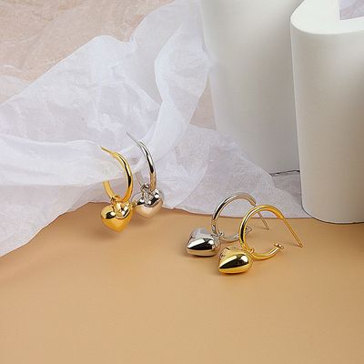 925 Sterling Gümüş Kalp Şekli Kadınlar Kız Halka Bileklikleri Brezilya Altın Yumurta