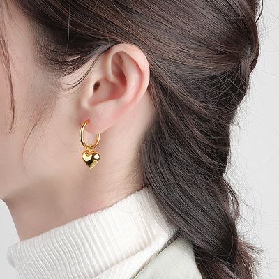 925 Sterling Gümüş Kalp Şekli Kadınlar Kız Halka Bileklikleri Brezilya Altın Yumurta