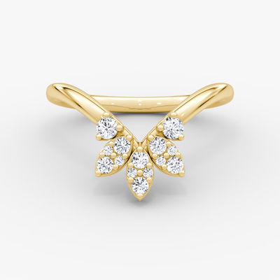 Yeni gelenler, zarif 925 Sterling Gümüş 18K Altın Petal Crown Band Yüzükleri tasarlıyor.