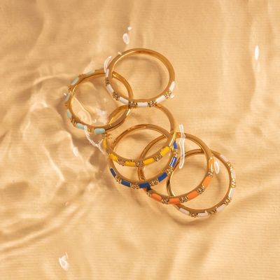 El yapımı küp yığılabilir yüzükler 18K Altın 925 Sterling Gümüş Beyaz Enamel Kübik Zirkonya Minimalist Mücevher Kadınlar için Hediye