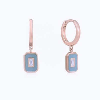 Baguette CZ Enamel Hoop Bilek 925 Gümüş 18K Altın Kaplama El Yapımı Mücevherler Kadınlar İçin