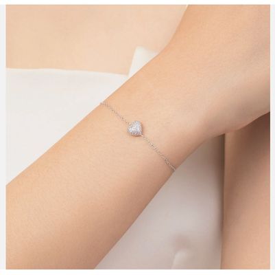925 Sterling Gümüş Kalp Bileziği Zirkon Kadınlar için