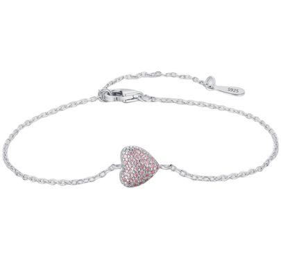 925 Sterling Gümüş Kalp Bileziği Zirkon Kadınlar için