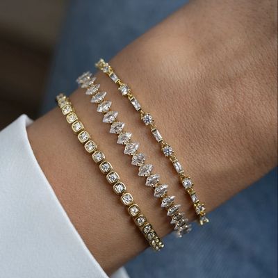 3mm Zirkonya Tenis Bileklik 925 Gümüş 14 Ayar Altın Kaplama Unisex Takı