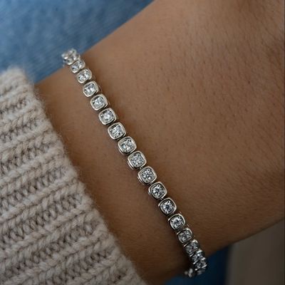 3mm Zirkonya Tenis Bileklik 925 Gümüş 14 Ayar Altın Kaplama Unisex Takı