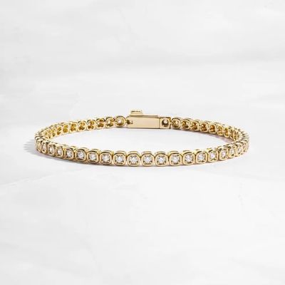3mm Zirkonya Tenis Bileklik 925 Gümüş 14 Ayar Altın Kaplama Unisex Takı