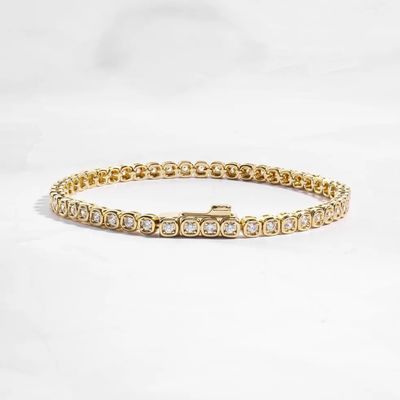 3mm Zirkonya Tenis Bileklik 925 Gümüş 14 Ayar Altın Kaplama Unisex Takı