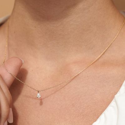 925 Sterling Silver Pear Cut Zircon Kolye Kadınlar için