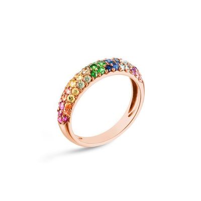 18K altın kaplamalı Gökkuşağı Zirkon 925 Sterling Gümüş Cluster Yüzük