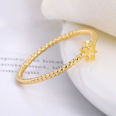 925 Ayar Gümüş Ay Güneş Yüzük 18 Ayar Altın Kaplama Unisex Takı