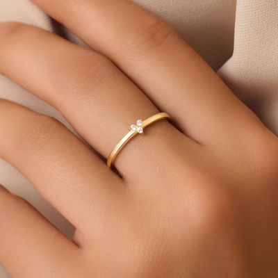 925 Sterling Gümüş Altın Kaplama CZ Kadınlar için Lotus Yüzüğü