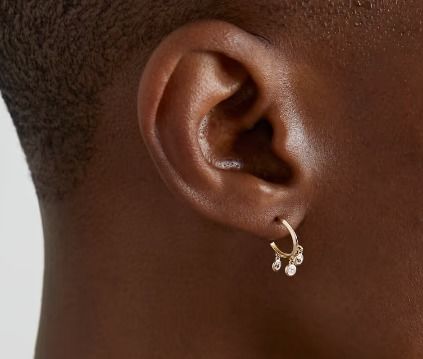 14K Altın Kaplama Pirinç Halkalı Küpeler Zirkon Çerçeve Ayarıyla
