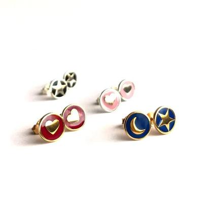 925 Sterling Gümüş 8mm Pink Enamelli Kalp Çubukları