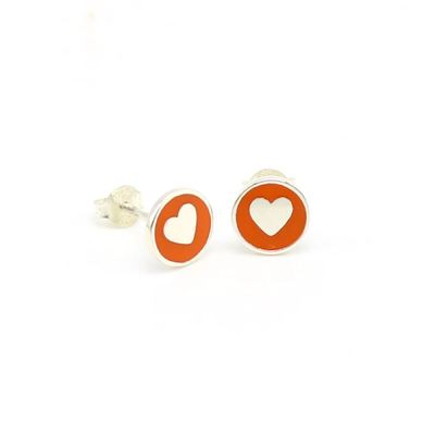 925 Sterling Gümüş 8mm Pink Enamelli Kalp Çubukları