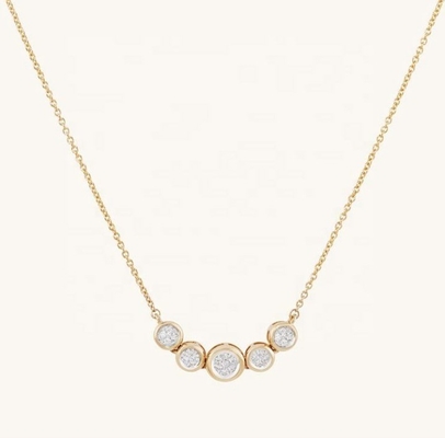 Rhodium 18k Altın Kolye Kadınlar 1.2mm Beyaz Altın Cz Kolye