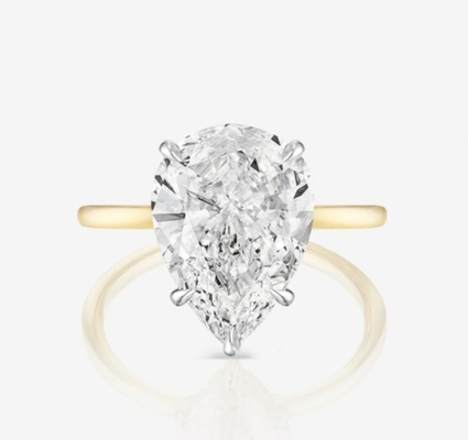 Temel Beyaz Kübik Zirkon Pear Cut Solitaire 925 Sterling Gümüş Düğün Yüzükleri