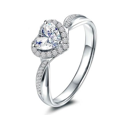 Kalp Delicate Weeding Rings 925 Sterling Gümüş Mücevherler Kadınlar için Moda Aksesuarları
