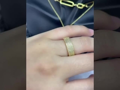 6mm 14K Altın Taş Yüzük Sigara 925 Sterling Gümüş Band